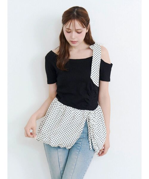 CALNAMUR（カルナムール）の「ワンショルデザイン半袖トップス（Tシャツ/カットソー・レディース・ブラック/イエロー/ライトグレー・FREE）」の10枚目の写真