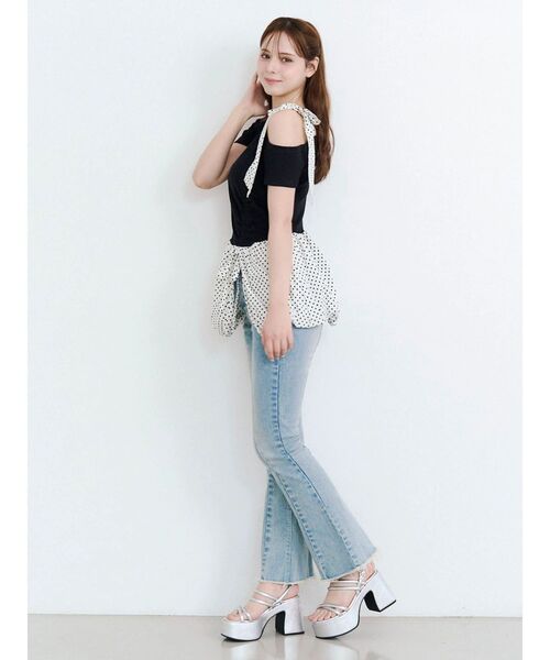 CALNAMUR（カルナムール）の「ワンショルデザイン半袖トップス（Tシャツ/カットソー・レディース・ブラック/イエロー/ライトグレー・FREE）」の19枚目の写真