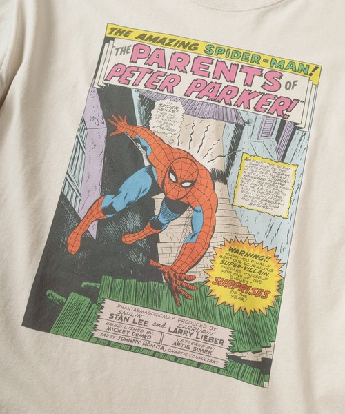 MARVEL(マーベル)の「【71】【MARVEL/マーベル】スパイダーマン/アベンジャーズ/バックプリント/袖プリント/クルーネック フェイクレイヤード ロングスリーブ Tシャツ/ピグメント風加工/ロンT/ユニセックス/レディース/メンズ(Tシャツ/カットソー・メンズ・ブラック/アイボリー/アイボリー系/ブラック系・L/M/XL)」の14枚目の写真