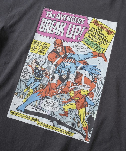MARVEL(マーベル)の「【71】【MARVEL/マーベル】スパイダーマン/アベンジャーズ/バックプリント/袖プリント/クルーネック フェイクレイヤード ロングスリーブ Tシャツ/ピグメント風加工/ロンT/ユニセックス/レディース/メンズ(Tシャツ/カットソー・メンズ・ブラック/アイボリー/アイボリー系/ブラック系・L/M/XL)」の7枚目の写真