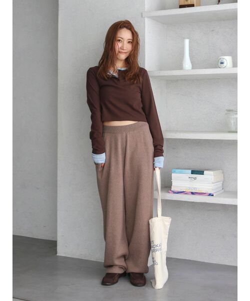 Ungrid（アングリッド）の「ヘンリーショートロングスリーブTee（Tシャツ/カットソー・レディース・グレー/ブラウン/ブラック・FREE）」の11枚目の写真
