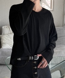 VELNUS（ベルナス）の「【VELNUS】Cropped V-Neck Ribbed Knit Long-Sleeve T-Shirt/クロップド Ｖネック リブニットロングＴシャツ（Tシャツ/カットソー）」