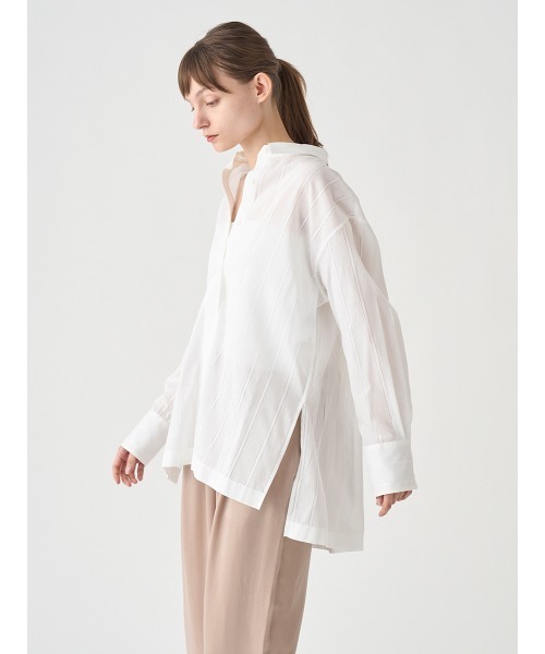 JOHN SMEDLEY（ジョンスメドレー）の「コットンシアーストライプシャツ｜FB137（シャツ/ブラウス・レディース・ホワイト・F）」の5枚目の写真