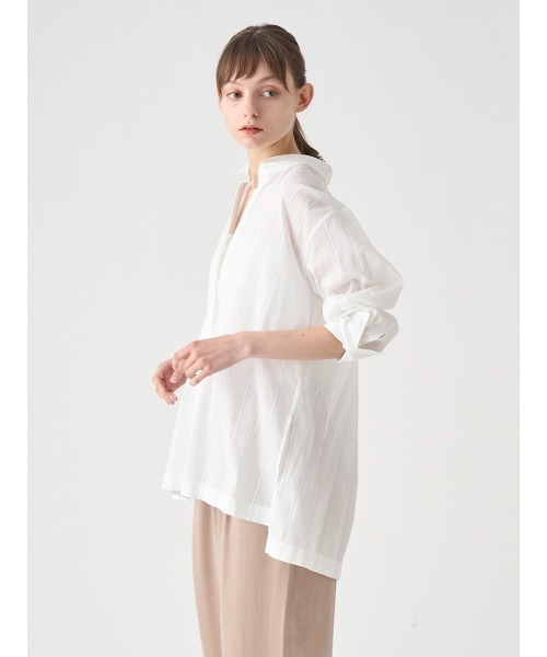 JOHN SMEDLEY（ジョンスメドレー）の「コットンシアーストライプシャツ｜FB137（シャツ/ブラウス・レディース・ホワイト・F）」の7枚目の写真