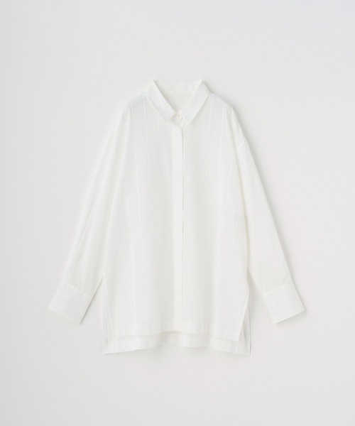 JOHN SMEDLEY（ジョンスメドレー）の「コットンシアーストライプシャツ｜FB137（シャツ/ブラウス・レディース・ホワイト・F）」の2枚目の写真