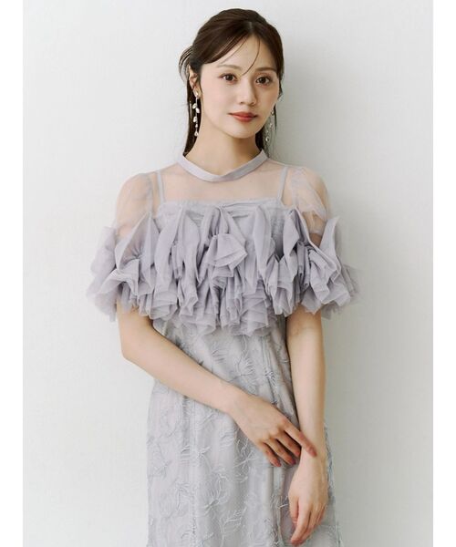 MERCURYDUO(マーキュリーデュオ)の「チュールボレロセットレースマーメイドキャミワンピース(ドレス・レディース・ブラック/ラベンダー・SMALL/MEDIUM)」の8枚目の写真