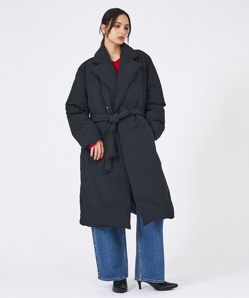 KWD(ケーダブルディー)の「【KWD/ケーダブルディー】ダウンコート/DOWN COAT/アウター/ロング丈(ダウンジャケット/コート・レディース・ベージュ/ブラック・フリー)」の4枚目の写真