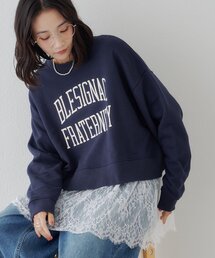 ショート丈カレッジロゴスウェット