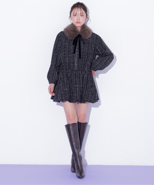 JILL by JILL STUART(ジルバイジルスチュアート)の「<セットアップ対応>ツイードバルーンミニスカート(スカート・レディース・グレー/ホワイト/ブラック・SMALL/MEDIUM)」の9枚目の写真