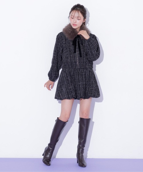 JILL by JILL STUART(ジルバイジルスチュアート)の「<セットアップ対応>ツイードバルーンミニスカート(スカート・レディース・グレー/ホワイト/ブラック・SMALL/MEDIUM)」の7枚目の写真