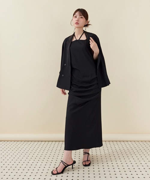 Kana(カナ)の「ドレープIラインドレスセットアップ パーティー 結婚式 お呼ばれ オケージョン(ドレス・レディース・ブラウン/ブルー/ブラック・M)」の10枚目の写真