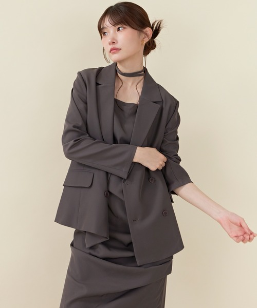 Kana(カナ)の「ドレープIラインドレスセットアップ パーティー 結婚式 お呼ばれ オケージョン(ドレス・レディース・ブラウン/ブルー/ブラック・M)」の20枚目の写真