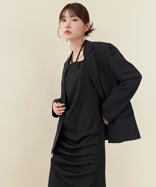 Kana(カナ)の「ドレープIラインドレスセットアップ パーティー 結婚式 お呼ばれ オケージョン(ドレス・レディース・ブラウン/ブルー/ブラック・M)」の12枚目の写真