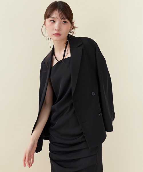 Kana(カナ)の「ドレープIラインドレスセットアップ パーティー 結婚式 お呼ばれ オケージョン(ドレス・レディース・ブラウン/ブルー/ブラック・M)」の11枚目の写真
