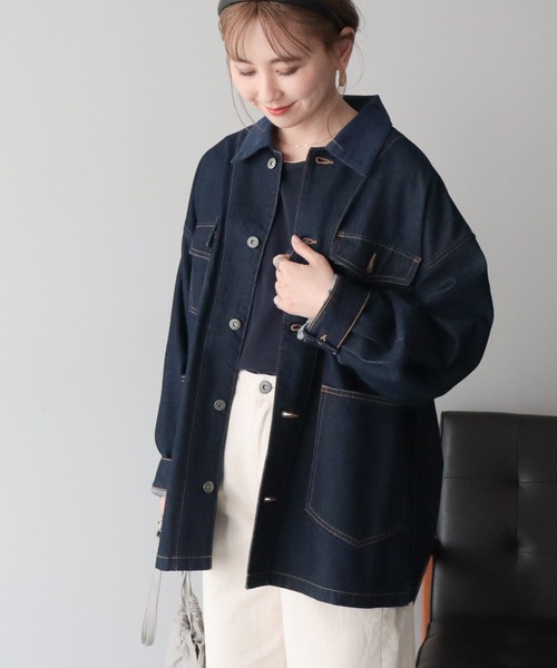 AMERICAN HOLIC(アメリカンホリック)の「コーデュロイカラーデニムジャケット(デニムジャケット・レディース・アイボリー/インディゴブルー/ライトインディゴブルー・FREE)」の1枚目の写真
