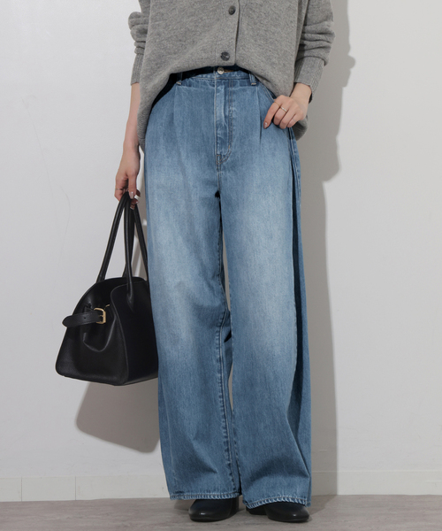 JOURNAL STANDARD relume（ジャーナルスタンダード　レリューム）の「バレルレッグタックデニム（デニムパンツ・レディース・ネイビー/ブルー・38/36）」の2枚目の写真