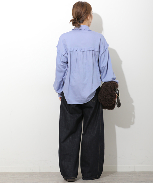 JOURNAL STANDARD relume（ジャーナルスタンダード　レリューム）の「バレルレッグタックデニム（デニムパンツ・レディース・ネイビー/ブルー・38/36）」の5枚目の写真