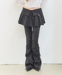 ボタンフォールディングスカートパンツ ブラック