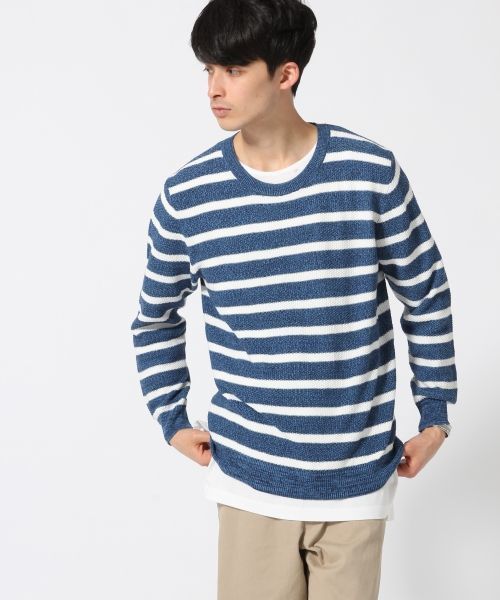 RAGEBLUE（レイジブルー）の「12ゲージインディゴルックニット/717013（ニット/セーター・メンズ・ブルー/ライトブルー/ブルー系その他・MEDIUM/LARGE）」の3枚目の写真