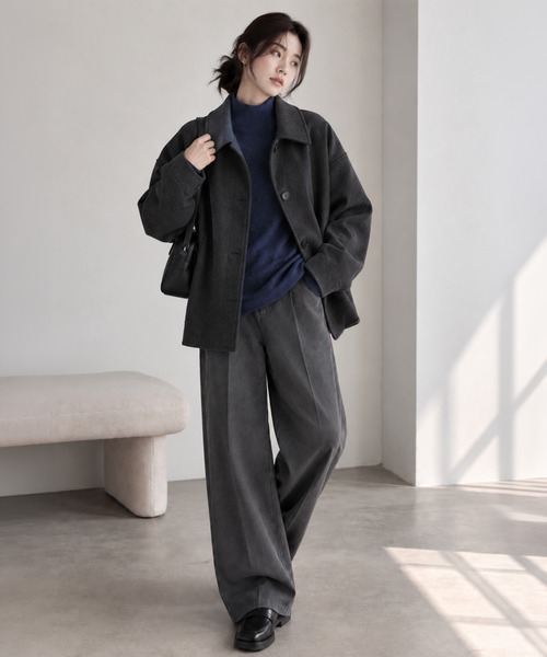 by LEGNA（バイレグナ）の「両面起毛ハイネックドロップショルダートップス（Tシャツ/カットソー・レディース・ブラック/ネイビー/アイボリー・LARGE/MEDIUM/SMALL）」の11枚目の写真