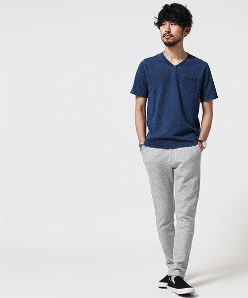 NANO universe（ナノユニバース）の「16/-インディゴVネックT（Tシャツ/カットソー・メンズ・インディゴブルー/ライトインディゴブルー・MEDIUM/SMALL/LARGE）」の5枚目の写真