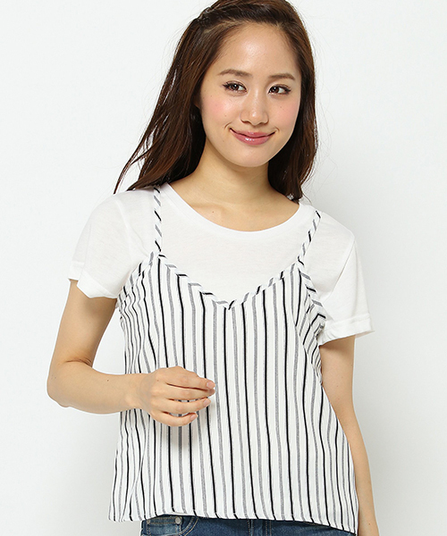 VENCEEXCHANGE（ヴァンスエクスチェンジ）の「キャミソール&Tシャツセット      （キャミソール・レディース・オフホワイト/ブルー/ホワイト/レンガ/その他31/ブラック・MEDIUM）」の2枚目の写真