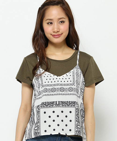 VENCEEXCHANGE（ヴァンスエクスチェンジ）の「キャミソール&Tシャツセット      （キャミソール・レディース・オフホワイト/ブルー/ホワイト/レンガ/その他31/ブラック・MEDIUM）」の3枚目の写真