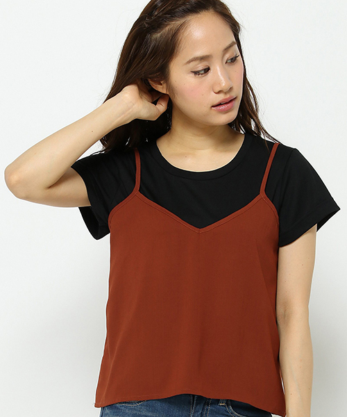 VENCEEXCHANGE（ヴァンスエクスチェンジ）の「キャミソール&Tシャツセット      （キャミソール・レディース・オフホワイト/ブルー/ホワイト/レンガ/その他31/ブラック・MEDIUM）」の6枚目の写真