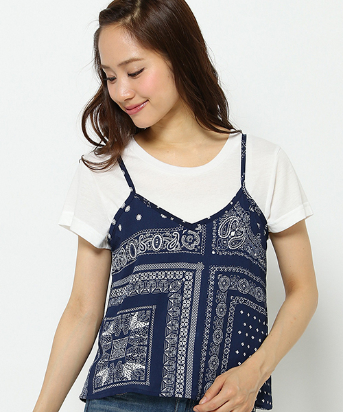 VENCEEXCHANGE（ヴァンスエクスチェンジ）の「キャミソール&Tシャツセット      （キャミソール・レディース・オフホワイト/ブルー/ホワイト/レンガ/その他31/ブラック・MEDIUM）」の5枚目の写真