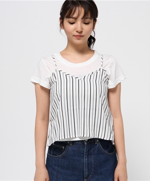 VENCEEXCHANGE（ヴァンスエクスチェンジ）の「キャミソール&Tシャツセット      （キャミソール・レディース・オフホワイト/ブルー/ホワイト/レンガ/その他31/ブラック・MEDIUM）」の7枚目の写真