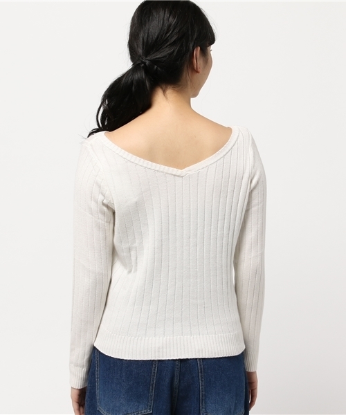 archives（アルシーヴ）の「ワイドリブ レースアップニット（ニット/セーター・レディース・オフホワイト/ブラウン/ピンク/ブラック・MEDIUM）」の10枚目の写真