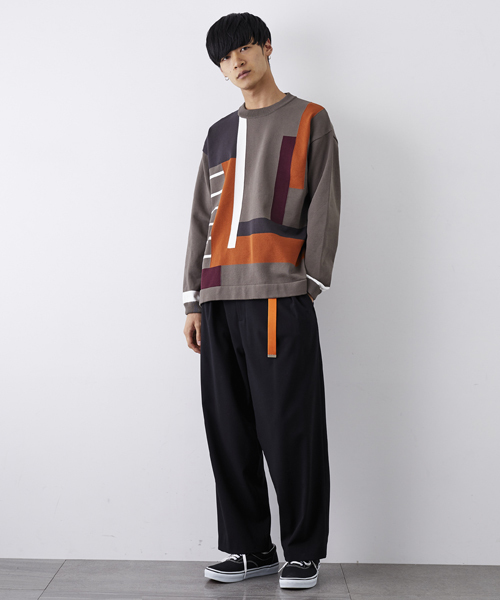 STUDIOUS（ステュディオス）の「シャンティカラーブロックニット（ニット/セーター・メンズ・ベージュ/ネイビー・2/1）」の3枚目の写真