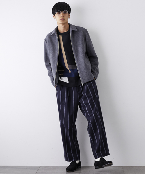 STUDIOUS（ステュディオス）の「シャンティカラーブロックニット（ニット/セーター・メンズ・ベージュ/ネイビー・2/1）」の6枚目の写真