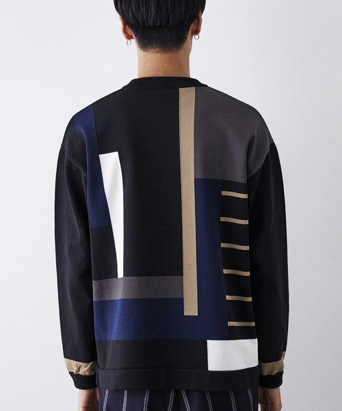 STUDIOUS（ステュディオス）の「シャンティカラーブロックニット（ニット/セーター・メンズ・ベージュ/ネイビー・2/1）」の10枚目の写真