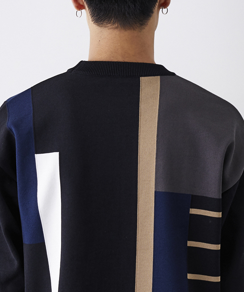 STUDIOUS（ステュディオス）の「シャンティカラーブロックニット（ニット/セーター・メンズ・ベージュ/ネイビー・2/1）」の13枚目の写真