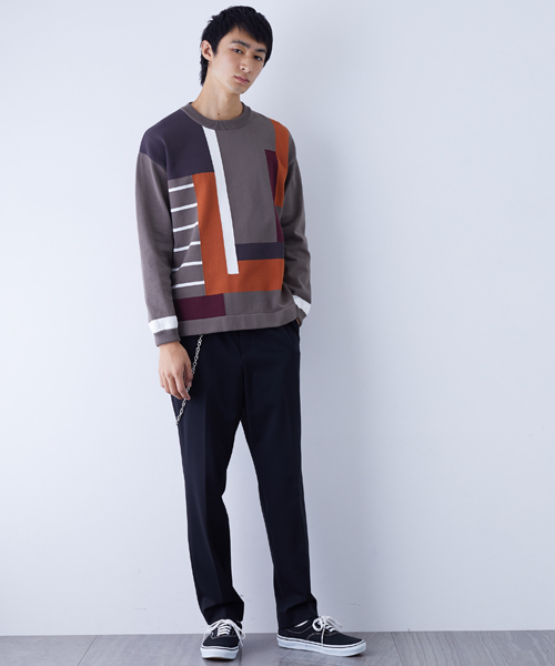 STUDIOUS（ステュディオス）の「シャンティカラーブロックニット（ニット/セーター・メンズ・ベージュ/ネイビー・2/1）」の19枚目の写真