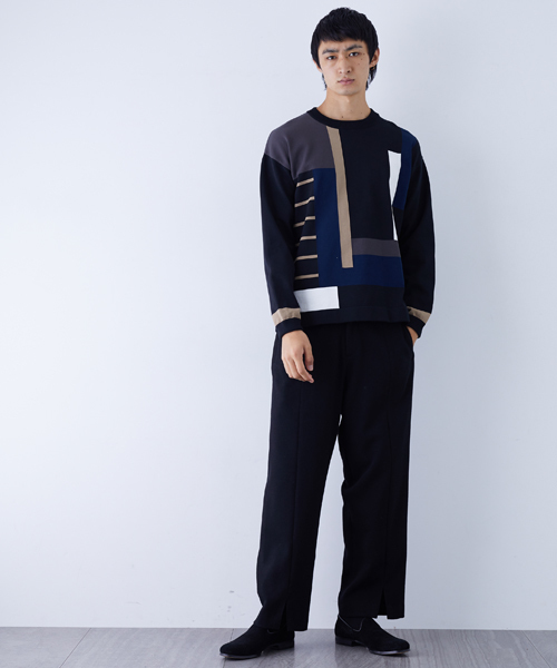 STUDIOUS（ステュディオス）の「シャンティカラーブロックニット（ニット/セーター・メンズ・ベージュ/ネイビー・2/1）」の16枚目の写真