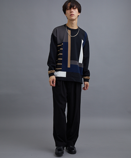 STUDIOUS（ステュディオス）の「シャンティカラーブロックニット（ニット/セーター・メンズ・ベージュ/ネイビー・2/1）」の22枚目の写真