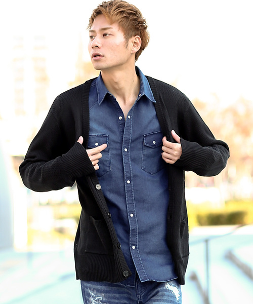 improves(インプローブス)の「ハニカムメッシュニットカーディガン(カーディガン)」|ブラック