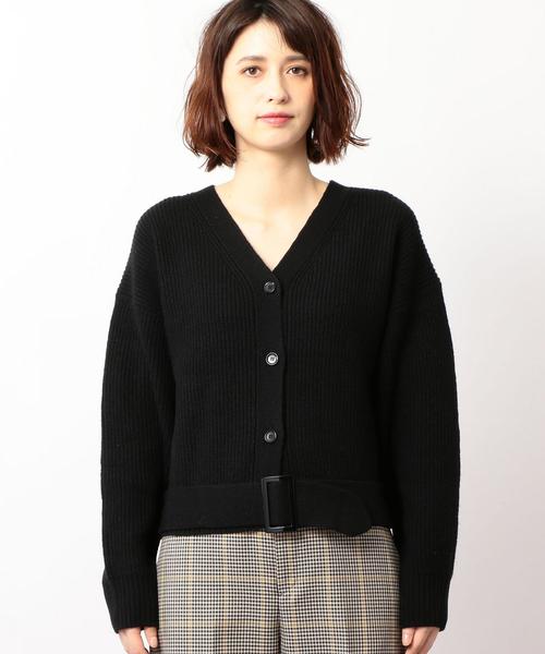 green label relaxing（グリーンレーベルリラクシング）の「CF カタアゼ ベルト Vネック カーディガン（カーディガン/ボレロ・レディース・ブラック/ナチュラル/オリーブ・FREE）」の9枚目の写真