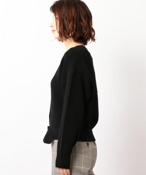 green label relaxing（グリーンレーベルリラクシング）の「CF カタアゼ ベルト Vネック カーディガン（カーディガン/ボレロ・レディース・ブラック/ナチュラル/オリーブ・FREE）」の16枚目の写真