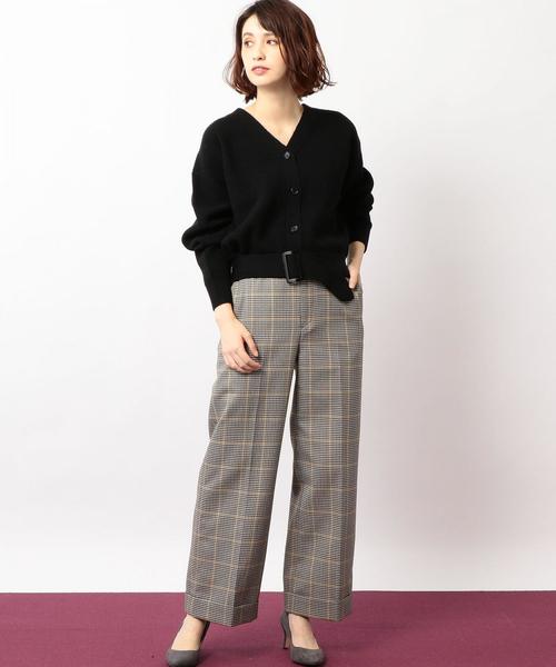 green label relaxing（グリーンレーベルリラクシング）の「CF カタアゼ ベルト Vネック カーディガン（カーディガン/ボレロ・レディース・ブラック/ナチュラル/オリーブ・FREE）」の15枚目の写真