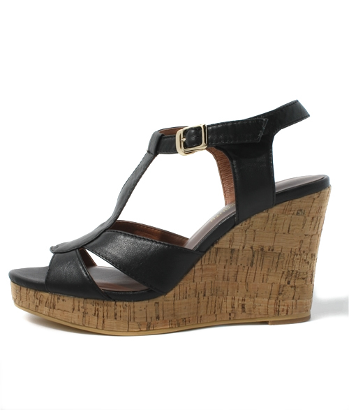 BEAUTY&YOUTH UNITED ARROWS(ビューティーアンドユースユナイテッドアローズ)の「BY レザーコルクウェッジ 2 ◆(サンダル・レディース・ブラック/ブラウン・36/36h/37/37h)」の3枚目の写真