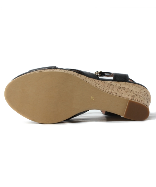 BEAUTY&YOUTH UNITED ARROWS(ビューティーアンドユースユナイテッドアローズ)の「BY レザーコルクウェッジ 2 ◆(サンダル・レディース・ブラック/ブラウン・36/36h/37/37h)」の4枚目の写真