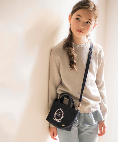 Catherine Cottage（キャサリンコテージ）の「ロゴトートミニポシェット/サコッシュバッグ（ショルダーバッグ・キッズ・ホワイト/ネイビー/サックスブルー/ピンク/ライラック・FREE）」の12枚目の写真