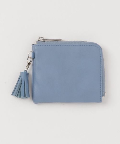 KOBE LETTUCE（コウベレタス）の「取り外し可能タッセルチャーム付☆ファスナー式スリム薄型コンパクト財布（コインケース・レディース・シルバー/ベージュ系その他/サックスブルー/ピンク/ブラック・FREE）」の4枚目の写真