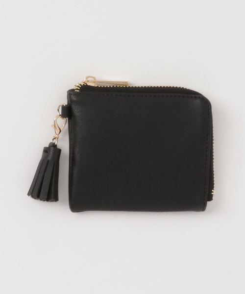 KOBE LETTUCE（コウベレタス）の「取り外し可能タッセルチャーム付☆ファスナー式スリム薄型コンパクト財布（コインケース・レディース・シルバー/ベージュ系その他/サックスブルー/ピンク/ブラック・FREE）」の2枚目の写真