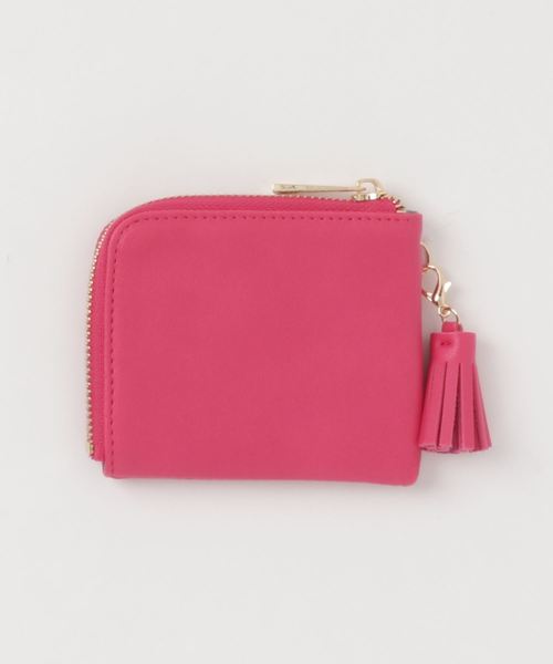 KOBE LETTUCE（コウベレタス）の「取り外し可能タッセルチャーム付☆ファスナー式スリム薄型コンパクト財布（コインケース・レディース・シルバー/ベージュ系その他/サックスブルー/ピンク/ブラック・FREE）」の6枚目の写真