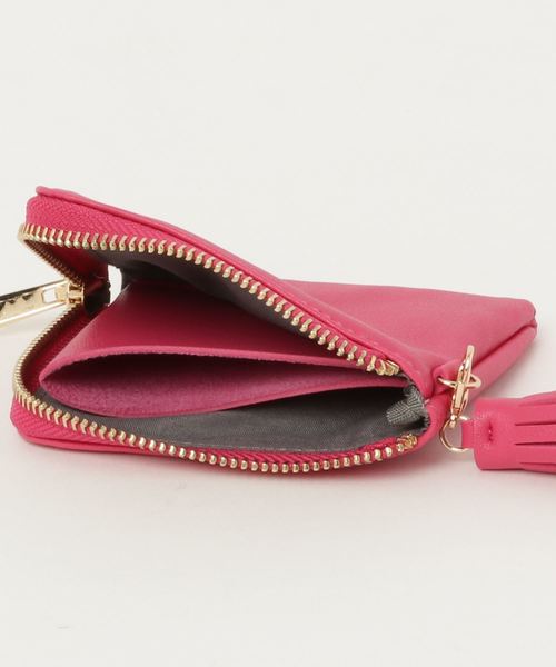 KOBE LETTUCE（コウベレタス）の「取り外し可能タッセルチャーム付☆ファスナー式スリム薄型コンパクト財布（コインケース・レディース・シルバー/ベージュ系その他/サックスブルー/ピンク/ブラック・FREE）」の8枚目の写真