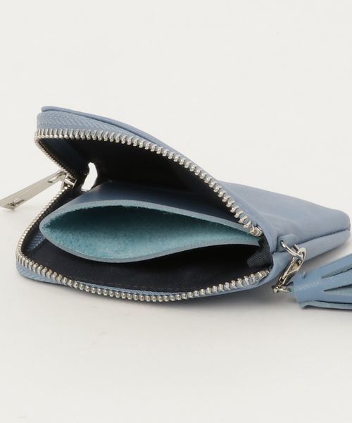 KOBE LETTUCE（コウベレタス）の「取り外し可能タッセルチャーム付☆ファスナー式スリム薄型コンパクト財布（コインケース・レディース・シルバー/ベージュ系その他/サックスブルー/ピンク/ブラック・FREE）」の9枚目の写真